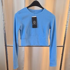 Blue Long Sleeve Crop Top